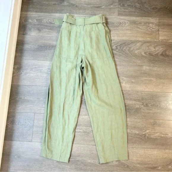 Aritzia Wilfred Le Fou Leonce Belted Pants High rise waist tapered pleated green - Picture 11 of 16